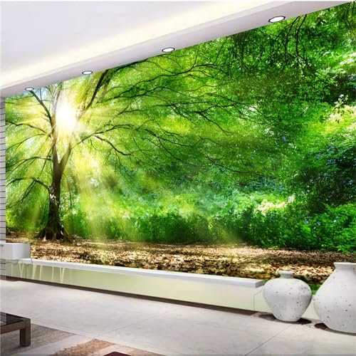 Arsey Wandteppich Wald Wandtuch Baum Wand Teppich Tapisserie Sonnenschein Himmel Wandbehang Gras Natur Landschaft Schöne Wandteppiche Deko Wohnzimmer Schlafzimmer, Grün, 230x180cm