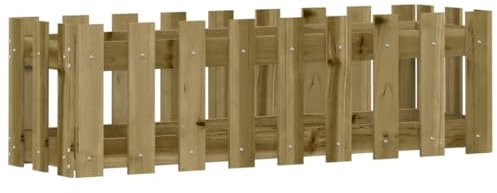 Hochbeet aus Holz, Lattenzaun Design Blumenbeet Blumenkasten Pflanzkasten Pflanzbeet Gartenbeet Pflanzkübel für Garten & Balkon, 100x30x30 cm Kiefernholz Imprägniert