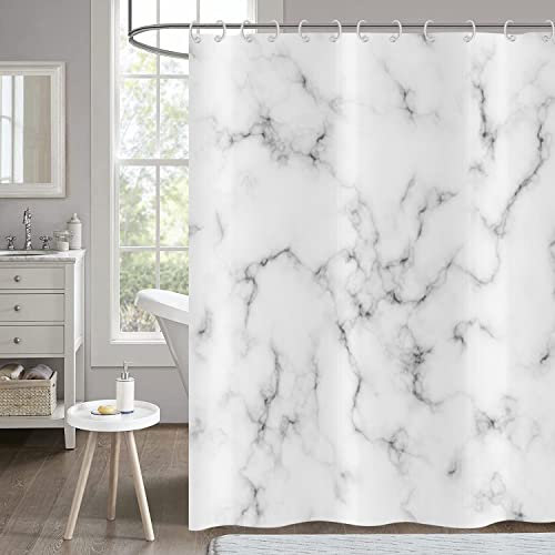 Hnmdmyi Duschvorhang Marmor Optik 240x180, Grau und Weiß Duschvorhänge Chic 3D Riss Design Abstrakt Modern Luxus Kunst Badewanne Vorhang Wasserdicht Polyester Stoff Waschbar Badevorhang mit Haken