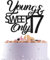 Happy 17th Birthday Dekoration für Junge Mädchen Young & Sweet Only 17 Cake Topper 17 Jahre Geburtstag Jahrestag Party Dekorationen Schwarz Glitzer