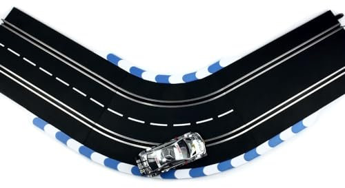 Overdrive-Racing 1m Curbs für Carrera Digital 124 132 Evolution - Kurven Geraden Randstreifen Zubehör, Set:Blau-Weiß (Inkl. Anfang/Ende)