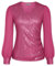 Damen Pailletten Cocktail Top V-Ausschnitt Sexy Shirt Basic Slim Fit Tunika Winter Langarm Blusetop Glänzende Abendkleidung Rose Rot XXL