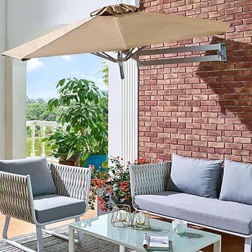 GYDUHYE Patio Umbrella Freely Movable Cantilever Parasol - Rotating Wall-Mounted Sunbrella With Tilt Mechanism For Outdoor Garden/Restaurant