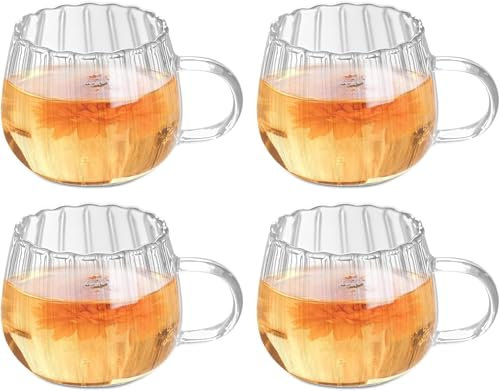 Halloween Kürbis Tasse, 400ML Herbst Kaffeegläser Halloween Gläser mit Griff, Transparente Pumpkin Mug, Kaffeetassen Glas Kaffeebecher, Herbst Tasse Kürbistasse für Geburtstag, Halloween, Herbsternte