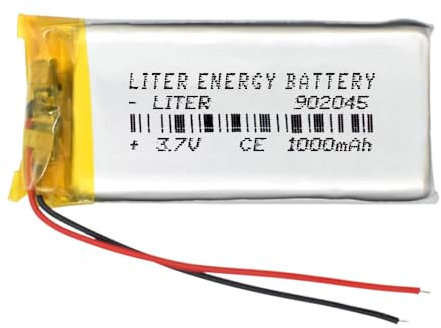 Batterie 902045 LiPo 3.7V 1000mAh 3.7Wh 1S 5C Liter Energy Battery pour l'électronique Rechargeable Téléphone Portable Smartwatch GPS - Ne Convient Pas à la Radiocommande 47x20x9mm (1000mAh|902045)