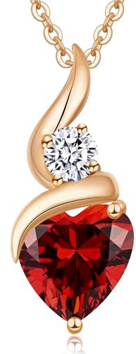 LOUISA SECRET Kette Damen Infinity Herz Anhänger 926 Sterling Silber Geburtsstein Flamme des Herzens Halskette für Damen Valentinstag Weihnachten Geburtstag Schmuck Geschenk für Frauen Mama Frau