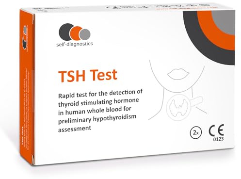 self-diagnostics TSH Test, Schilddrüsenunterfunktion, 2 Tests, Fingerblut | Schilddrüse Selbsttest mit Fingerblut für zu Hause, Ergebnis in 10 Minuten, TSH Kontrolle bei Müdigkeit und Erschöpfung