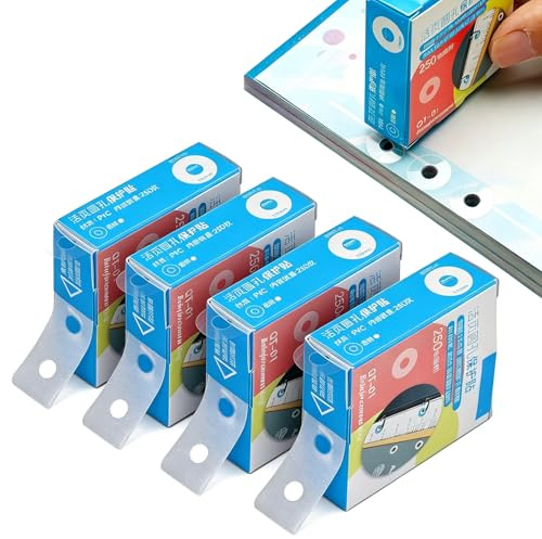 1000 Pièces Oeillets Classeur Auto Adhésifs Transparent PVC Renfort de Perforation pour Anneaux de Renforcement Bureau École Maison