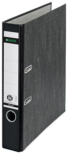 Leitz Qualitäts-Ordner 180°, A4, 100 % recycelter Karton, Schmal, 5,2 cm Rückenbreite, Wolkenmarmor-Papier, Schwarzer Rücken, 10505095