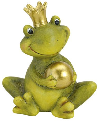 Froschkönig deko mit Kugel Gartendeko Keramik Figuren Gartenfiguren Frosch (Smile)