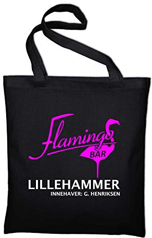 STYLETEX23 Flamingo Bar Lillehammer Lilyhammer Jutebeutel Baumwolltasche, schwarz