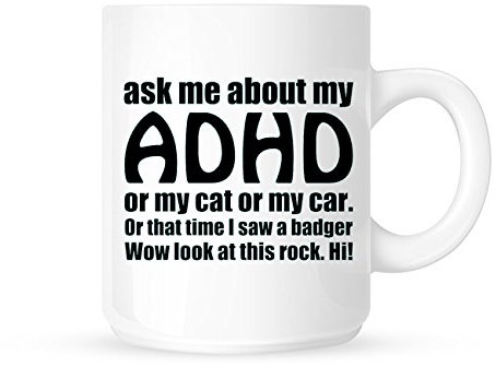 DottsMusic Ask Me About My ADHD - Funny Novelty Tea/Coffee Mug/Cup - Great Gift Idea