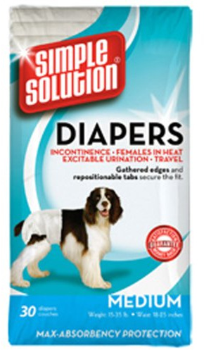 simple solution Einweg-Hundewindeln für Hündinnen, super saugfähig, auslaufsicher, Größe M, 30 Stück
