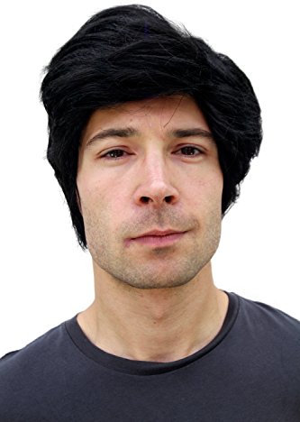 WIG ME UP - PW0174-P103 Herren-Perücke schwarz Seitenscheitel kurzhaarig