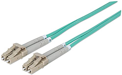 Fibre Optic Patch Cable, Duplex, Multimode, LC/LC, 50/125 µm, OM3, 10 m, LSZH, Aqua, Lifetime Warranty