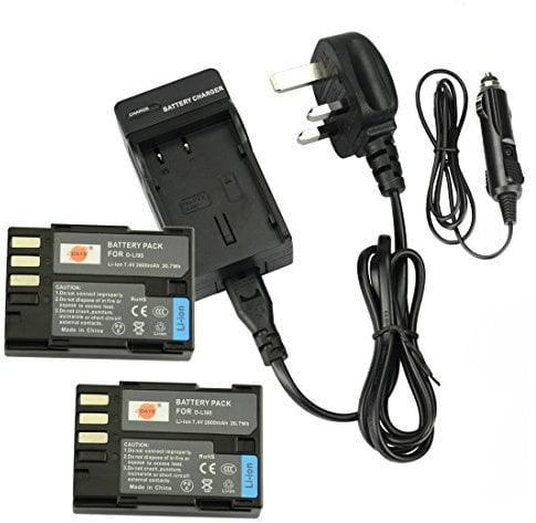 DSTE 2x D-LI90 Rechargeable Li-ion Battery + DC93U Travel and Car Charger Compatible with Pentax K-01 K-3 K-3II K-5 K-52K-5II K-5IIs K-7 K-7D645D 645Z Digatal Camera