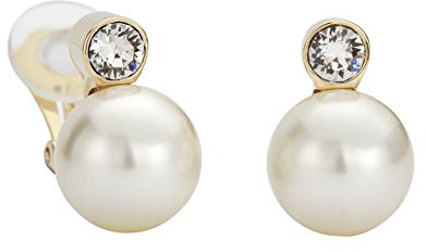 Traveller Ohrclip - Damen - Perle - 12 mm - Crème - Preciosa Kristalle - 22kt Vergoldet - 15x12 mm - 113486