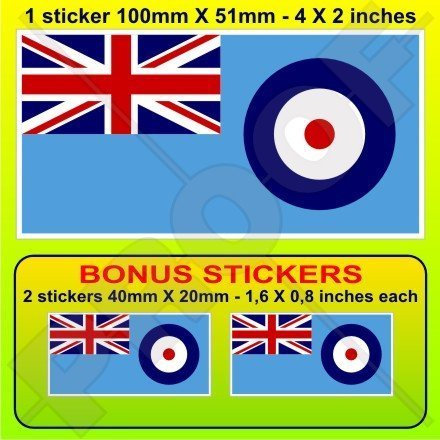 RAF Flagge Britische Königliche Luftwaffe Fähnrich UK 100mm Auto & Motorrad Aufkleber, Vinyl Sticker x1+2 BONUS