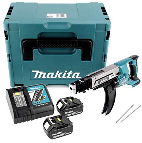 Makita DFR 750 RMJ Akku Magazinschrauber 18V 45-75mm + 2x Akku 4,0Ah + Ladegerät + Makpac