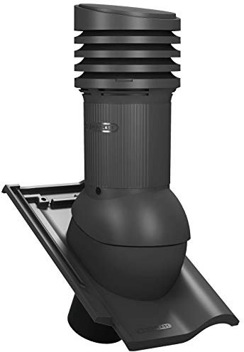 Entlüfterkamin EVO DN125 für Braas - Rubin 13V Dachziegel Dachlüfter Entlüfter (RAL 7021 - Anthrazit)