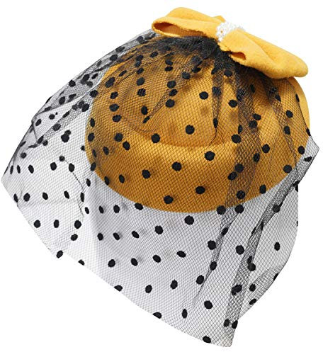 Ro Rox Grace Perlen Vintage Retro 40er 50er Jahre Fascinator Hochzeit Party Hut - Senf