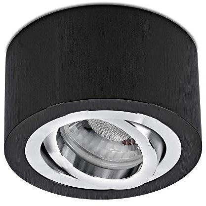 lambado® Premium LED Aufbauleuchte flach/Deckenstrahler Set inkl. 230V 5W Spots dimmbar - dezente Aufbaustrahler/Deckenspots (rund, alu schwarz, schwenkbar)