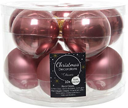 Weihnachtskugeln Glas 6cm x 10 Stück Christbaumkugeln matt glänzend samtpink