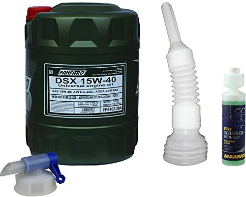 QR-Parts Set 20 Liter 85467849 5022 FF6402-20 DIN61 CT4503 MANNOL Scheibenreiniger Konzentrant 1:100 250ml FANFARO DSX 15W-40 Auslaufhahn für Fässer Auslaufschlauch