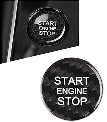 HIBEYO Auto Start-Stopp-Knopf Aufkleber passt für Audi A4L A5 A6L Q3 Q5 A7 Q7 Q5L Motor Zündschalter Taster Abdeckung Innenblenden Dekorationen One Button Starttaste Zubehör Kohlefaser-Schwarz