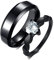 Gualiy Ring Edelstahl Ehering, Pärchen Ringe Für 2 6MM Schwarzer Ring, Ring mit Zirkonia Herz Verlobungsring Paar Damen 62 (19.7) & Herren 65 (20.7)