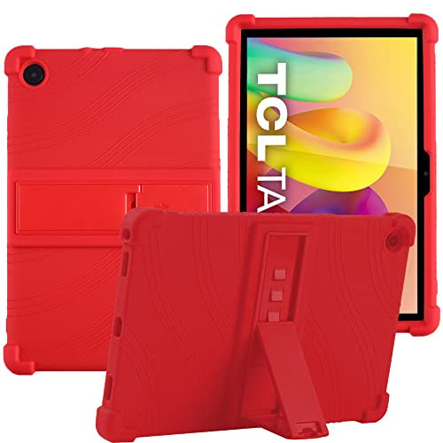 YHFZR Funda para TCL Tab 10L, Silicón Ligera Carcasa Antideslizante con Soporte para los niños para TCL Tab 10L 10,1 Pulgada, Rojo