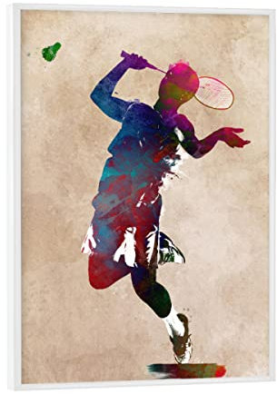 artboxONE Poster mit weißem Rahmen 18x13 cm Sport Badminton-Sport - Bild Badminton Illustration Spiel