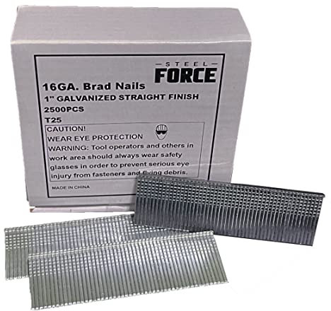 Steel Force T25 16 Gauge 1 Inch Length Straight Galvanized Finish Nails 2,500-Pack