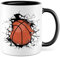 Taza de baloncesto, regalo de café, idea de regalo, jugador de baloncesto, taza de café con diseño de baloncesto, taza de té, taza de deporte, para aficionados al baloncesto (blanco/negro)