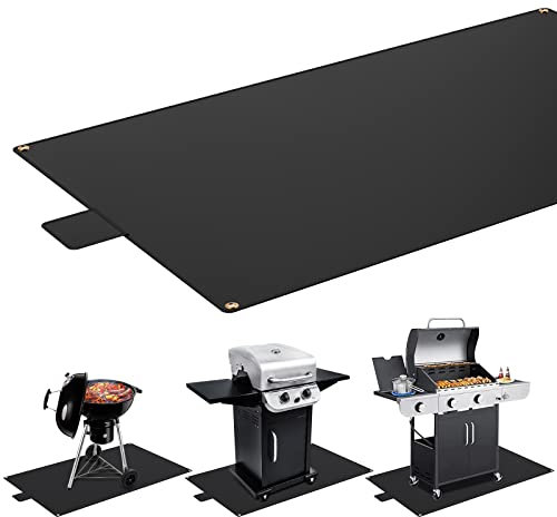 Litake Grillmatten für Outdoor-Grill, 60 x 45 Zoll Terrasse & Deckschutz mit Klettverschluss, doppelseitige Verwendung Ölfest Feuerfest Unter BBQ Matte Feuerstelle Matte