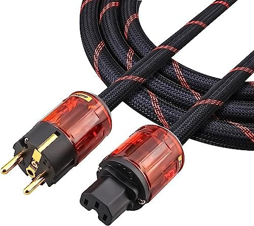 Brollitest Cavo di alimentazione Hi-Fi, 1,5 m, OFC high-end, cavo di alimentazione high-end, doppia schermatura, spina Schuko, spina IEC, cavo di alimentazione audiofilo per dispositivi Hi-Fi
