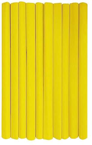 Interdruk - Rouleaux de papier crépon pour enfants, bricolage et décorations - Lot de 10 rouleaux (50cm x 200cm, 28g/m2) - 04 Jaune