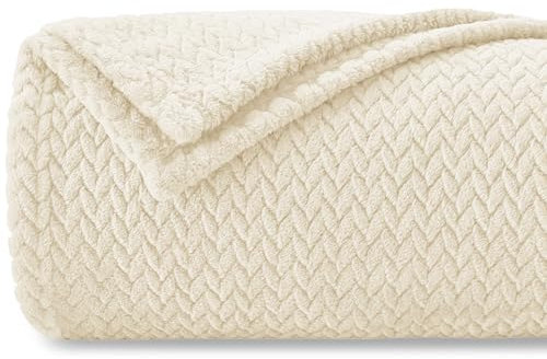 Homebliss Coperta Plaid Pile, Coperta Matrimoniale 270 x 230 cm - Coperta Flanella 280GSM Oeko-TEX®, Caldo Morbida e Leggera, Per letto, Divano, Viaggi, Campeggio - Beige