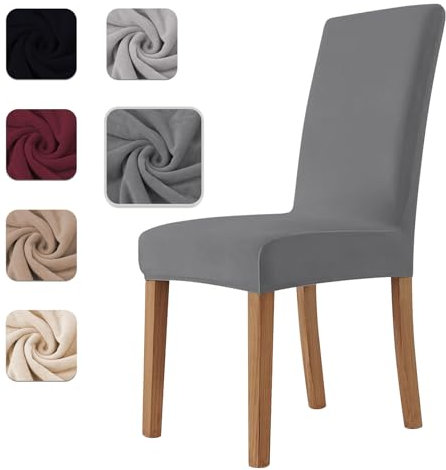 Homebliss Stuhlhussen 6er Set Stretch,Stuhlhussen Schwingstühle Elastisch für Esszimmer- und Küchenstühle, Stuhlbezug Sehr Weich Bequem Kratzfest Dunkelgrau