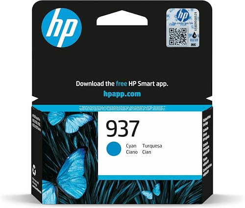HP 937 (4S6W2NE) Cyan Original Druckerpatrone, für OfficeJet Pro 9720e; 9730e All-in-One Großformatdrucker; HP OfficeJet Pro 91xx Drucker