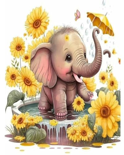 XIATIAN Diamond Painting Kits Erwachsene und Kinder, 5D Diamant Painting Elefant Bilder Tiere Set,Diamant Malerei Kits, DIY Rund Full Drill Craft Cross Stickerei für Wall Room Home Decoration