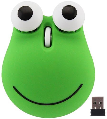 KeautFair Souris sans fil en forme de grenouille - Design ergonomique - 2,4 GHz - 1200 DPI - Silencieuse - Pour ordinateur portable, PC, Windows, iOS - Cadeau pour enfants - Vert