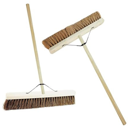 Extra Large 36” Heavy Duty Wide Head Flat Surface Wooden Sweeping Broom For Larger Areas (36” Coco Soft Bristle)