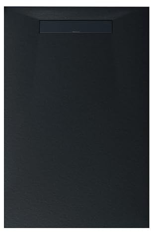 Bernstein Duschtasse LAVOA 90x160 cm Anthrazit matt flache Mineralguss-Duschwanne in Steinoptik mit Rutschhemmung, zuschneidbar, UV-beständig und inklusive Ablaufgarnitur sowie drehbarem Siphon