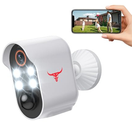SUNNYJANE Security Cameras Wireless Outdoor, 1080P Battery Power WiFi Surveillance, Indoor Home Camera with 2-Way Audio, Smart AI Human Detection, Color Night Vision, Cloud Storage (4 spotlights)