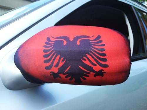 Spiegelflagge, Spiegelfahne Albanien Fußball, für Auto PKW Rückspiegel Autospiegel Fahne Flagge Überzug
