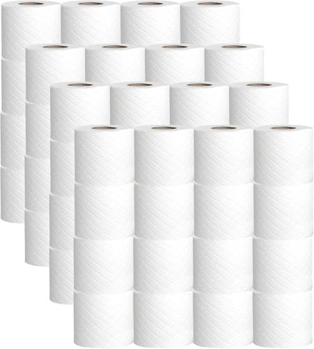 KARAVI 144 White Quilted Toilet Rolls – 2 Ply Bulk Toilet Paper – Soft Strong and Absorbent Bathroom Tissue for Home Office Restaurant Hotel Commercial Use
