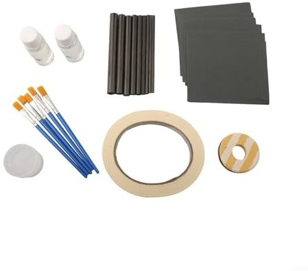 Fishing Rod Repair Kit with 10 Carbon Fiber 32 in 1 Complete Set Including Epoxy Resin Sand Paper Brush Wrapping Thread Tape for Damaged Fishing Poles Maintenance Tools
