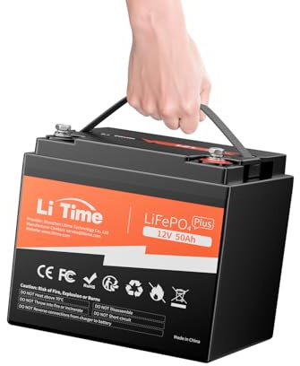 LiTime Batteria al Litio LiFePO4 12V 50Ah per Barca Motore Elettrico, 4000-15000 Cicli Profondi, Energia 640Wh, Adatta per Motori da Traina, Motoscafo, Nautico, Yacht e Pesca, Campers, RV