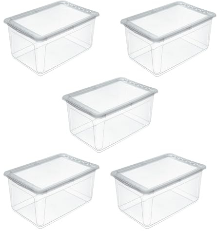 keeeper bea 5x Aufbewahrungsbox mit Air Control System, 59 x 39 x 27 cm, 43 l, Transparent